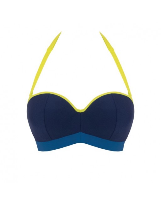 Curvy Kate Swim Maya Haut De Bikini Bandeau Sans Bretelles Grandes Tailles De Bonnet - Bleu Mix - CS4641
