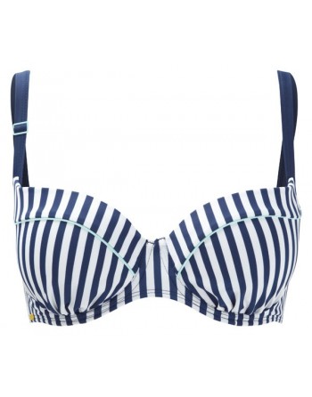 Cleo Swim Lucille Haut De Bikini Balconnet Rembourré Grandes Tailles De Bonnet - Nautical Stripe - CW0062