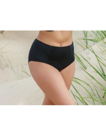 Plaisir Solid Color Bikini Slip Hoge Taille Kleine - Grote Maten 42 Tot 56 - Zwart - T0006
