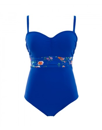 Panache Swim Florentine Maillot De Bain Sans Bretelles - Petites Tailles + Bonnets Profonds - Cobalt Floral - SW1058