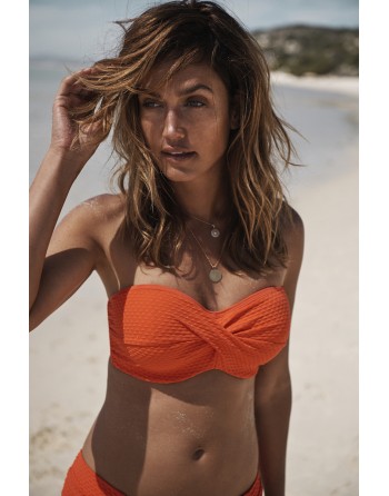 panache swim echo twist voorgevormde bandeau bikini beha grote cupmaten orange