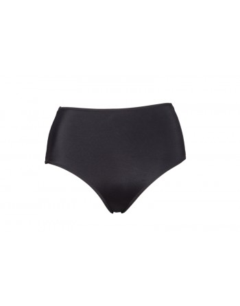 Plaisir Badmode Solid Color Bikini Slip Hoge Taille Kleine - Grote Maten 42-56 - Zwart - T0006