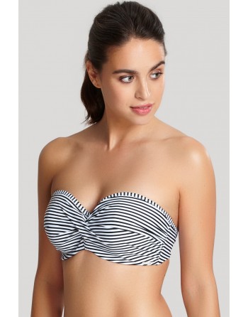 Panache Swim Anya Stripe Haut De Bikini Bandeau /Multipositions Grandes Tailles De Bonnet D - G / T. 65-90 - Noir&Blanc - SW0893