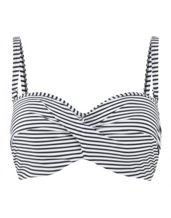 Panache Swim Anya Stripe Haut De Bikini Bandeau /Multipositions Grandes Tailles De Bonnet D - I / T. 65-90 - Noir&Blanc - SW0893
