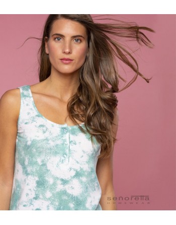 Señoretta Homewear Top Met print Zonder Mouwen 221319 - Turquoise - M - XXL